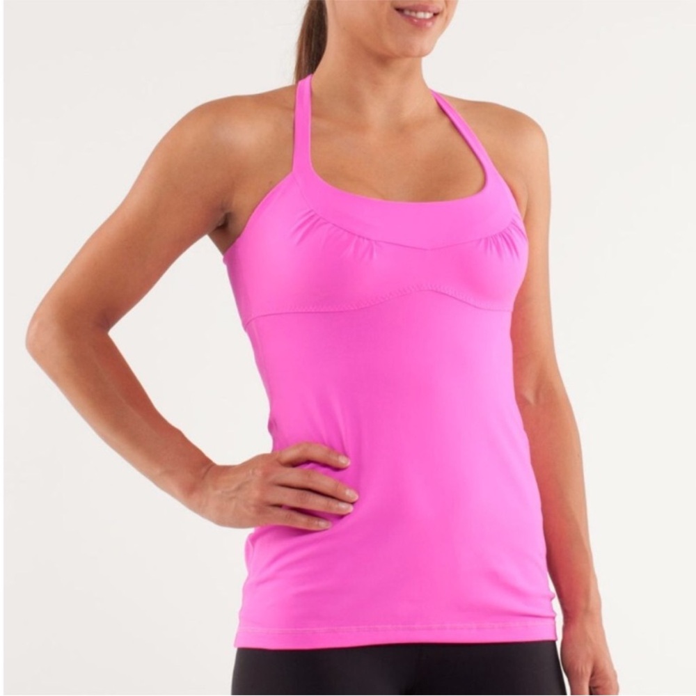 lululemon Hot Pink Scoop Me Up Tank with Built-In Bra EUC